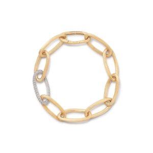 Jaipur link new bracciale a maglie ovali in oro giallo 18 carati con diamanti