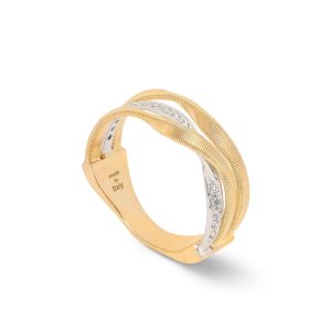 Marrakech anello a tre fili con fedina di diamanti