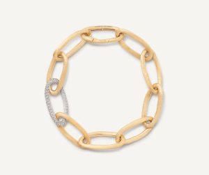 Jaipur link new bracciale a maglie ovali in oro giallo 18 carati con diamanti