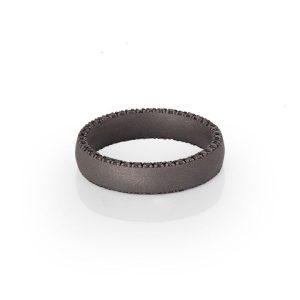 Fede matrimoniale in titanio e diamanti black