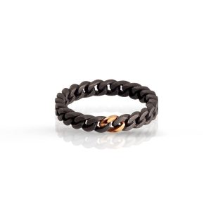 Anello da uomo in titanio e oro rosso 9 kt