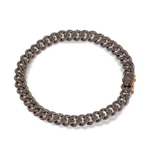 Bracciale uomo linea groumette in titanio, diamanti black e oro rosso 18 kt