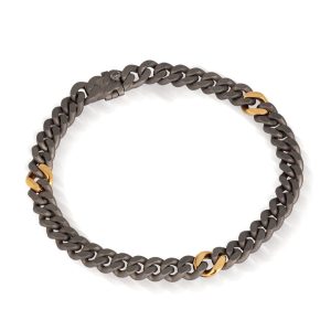 Bracciale uomo linea groumette in titanio e oro rosso 18 kt