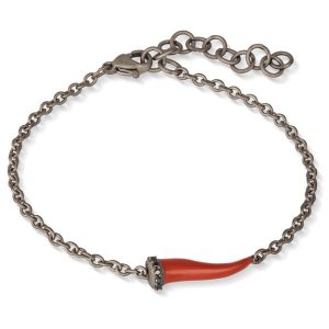 Bracciale da uomo in titanio e 5 diamanti black