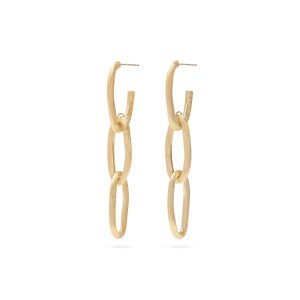 Jaipur color orecchini pendenti a tre maglie ovali in oro giallo