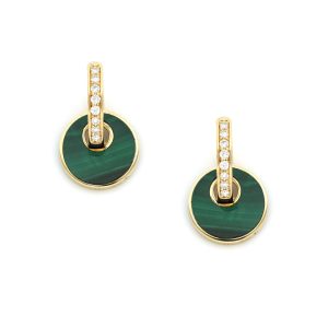Orecchini Giove malachite e diamanti