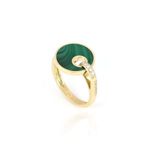 Anello Giove malachite e diamanti