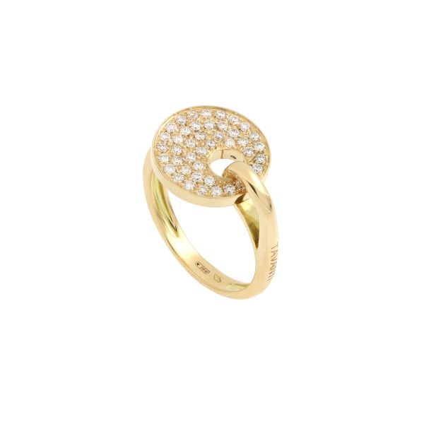 Anello Giove Charm oro giallo con pavé di diamanti