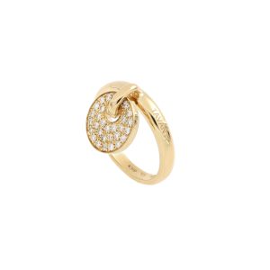 Anello Giove Charm oro giallo con pavé di diamanti