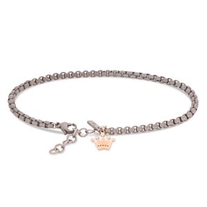 Bracciale scooby doo con moschettone in titanio e charm in oro rosso