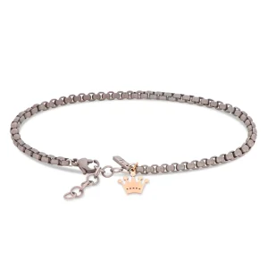 Bracciale scooby doo con moschettone in titanio e charm in oro rosso