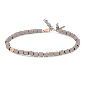 Bracciale uomo con esagonini in titanio, un esagono in oro rosso 9 kt