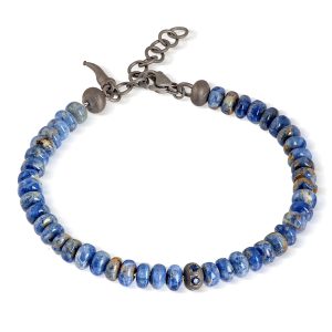 Bracciale in titanio, sodalite, zaffiri blu da 3 punti e affascinante charms in titanio