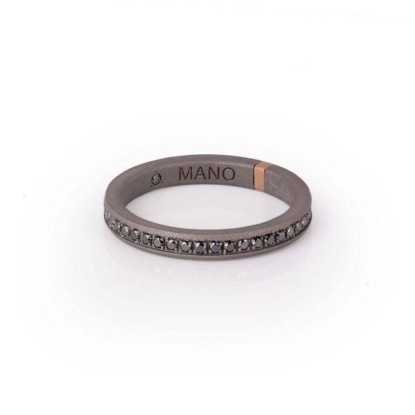 Veretta girodito in titanio, oro 18 kt e 43 diamanti black