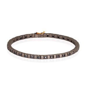 Bracciale uomo tennis classico in titanio e diamanti black alternati