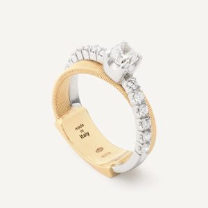 Anello a doppia fascia in oro giallo 18 carati con diamanti da 0,5 carati