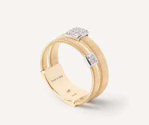 Masai Anello a doppia fascia con tre pavé di diamanti