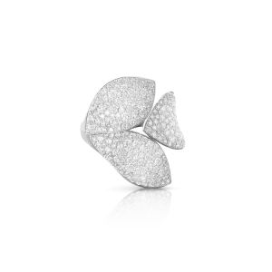 Anello a Tre Foglie Oro Bianco Giardini Segreti
