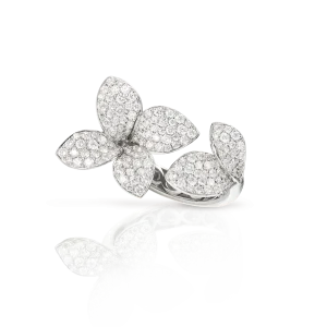 Anello a Sei Foglie Oro Bianco Giardini Segreti