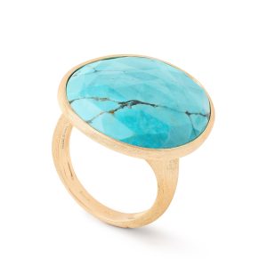 Anello da cocktail in oro giallo in turquoise