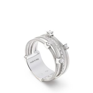 Anello Goa a cinque fasce con diamanti incastonati a griffe