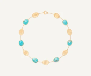 Collier Lunaria con foglie d'oro e turchese