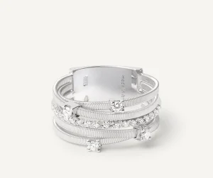 Anello Goa a cinque fasce con diamanti incastonati a griffe