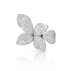 Anello a Cinque Foglie Oro Bianco Giardini Segreti medium