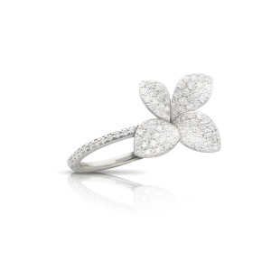 Anello a Quattro Foglie Oro Bianco Petit Garden