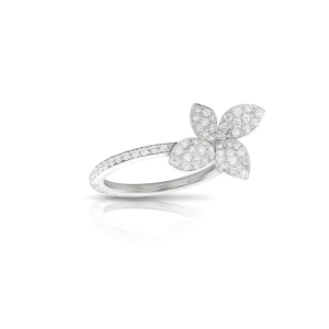 Anello Foglia Oro Bianco Petit Garden