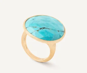Anello da cocktail in oro giallo in turquoise