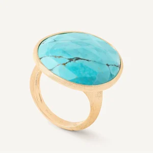 Anello da cocktail in oro giallo in turquoise