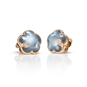 Orecchini Petit Joli Lunaire Oro Rosa con gemma blu notte