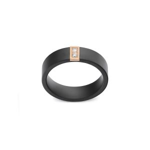 Anello ceramica, oro rosa e diamanti