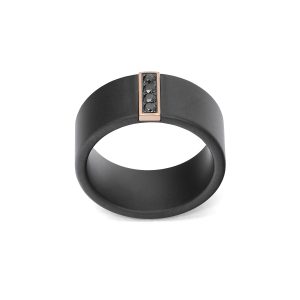 Anello ceramica, oro rosa e diamanti