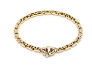 Bracciale oro giallo, oro bianco e diamanti
