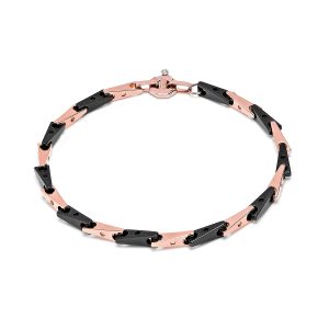Bracciale ceramica, oro rosa e diamanti