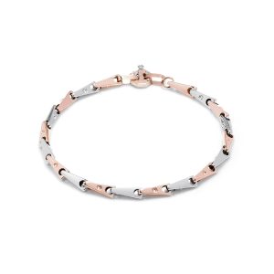 Bracciale oro rosa, oro bianco e diamanti