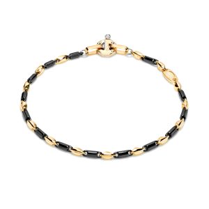 Bracciale ceramica, oro giallo e diamanti