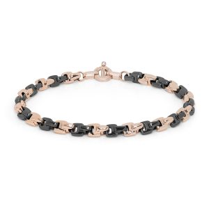Bracciale ceramica, oro rosa e diamanti
