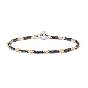 Bracciale ceramica, oro rosa e diamanti
