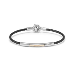 Bracciale acciaio, oro rosa e diamanti