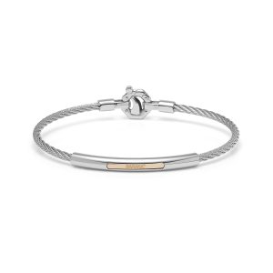 Bracciale acciaio, oro rosa e diamanti