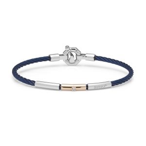 Bracciale acciaio, oro rosa e diamanti