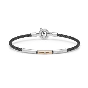 Bracciale acciaio, oro rosa e diamanti