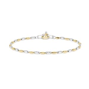 Bracciale oro giallo, oro bianco e diamanti