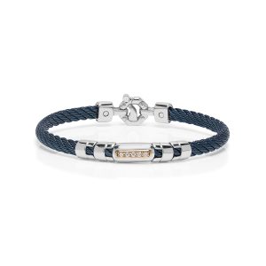 Bracciale acciaio, argento, oro rosa e diamanti