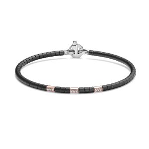 Bracciale titanio, acciaio, ceramica, oro rosa e diamanti