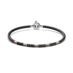 Bracciale titanio, acciaio, ceramica, oro rosa e diamanti