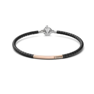 Bracciale titanio, acciaio, ceramica, oro rosa e diamanti